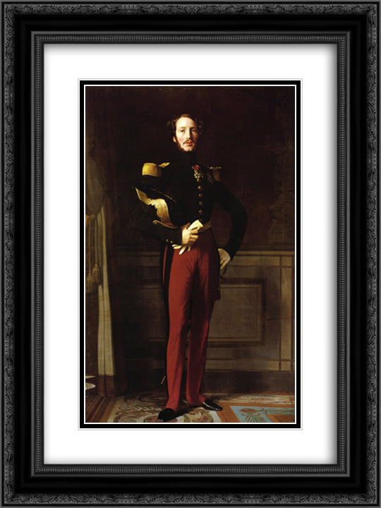 Portrait of Ferdinand-Philippe, Duke of Orleans 18x24 Black Ornate Wood Framed Art Print Poster with Double Matting by Ingres, Jean Auguste Dominique