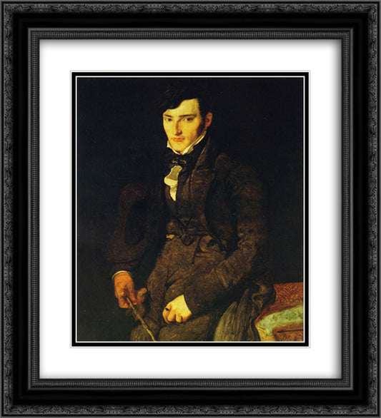 Portrait of Jean-Pierre-Francois Gilibert 20x22 Black Ornate Wood Framed Art Print Poster with Double Matting by Ingres, Jean Auguste Dominique