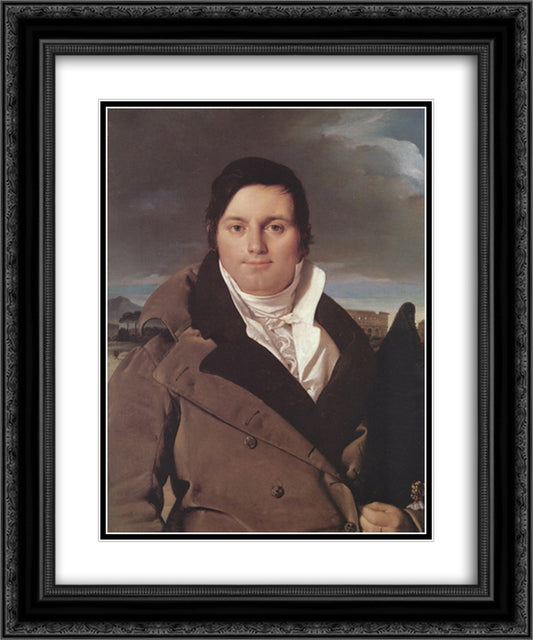 Portrait of Joseph-Antoine Moltedo 20x24 Black Ornate Wood Framed Art Print Poster with Double Matting by Ingres, Jean Auguste Dominique