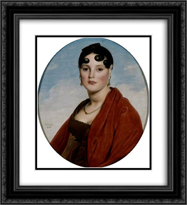Portrait of Madame Aymon, La belle Zelie 20x22 Black Ornate Wood Framed Art Print Poster with Double Matting by Ingres, Jean Auguste Dominique