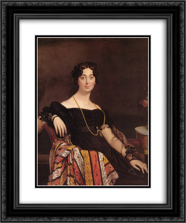Portrait of Madame Leblanc 20x24 Black Ornate Wood Framed Art Print Poster with Double Matting by Ingres, Jean Auguste Dominique