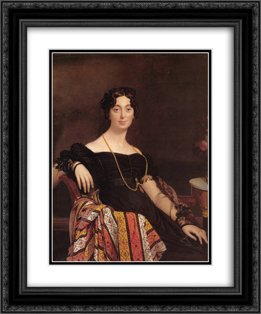 Portrait of Madame Leblanc 20x24 Black Ornate Wood Framed Art Print Poster with Double Matting by Ingres, Jean Auguste Dominique