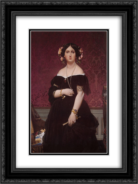Portrait of Madame Moitessier Standing 18x24 Black Ornate Wood Framed Art Print Poster with Double Matting by Ingres, Jean Auguste Dominique