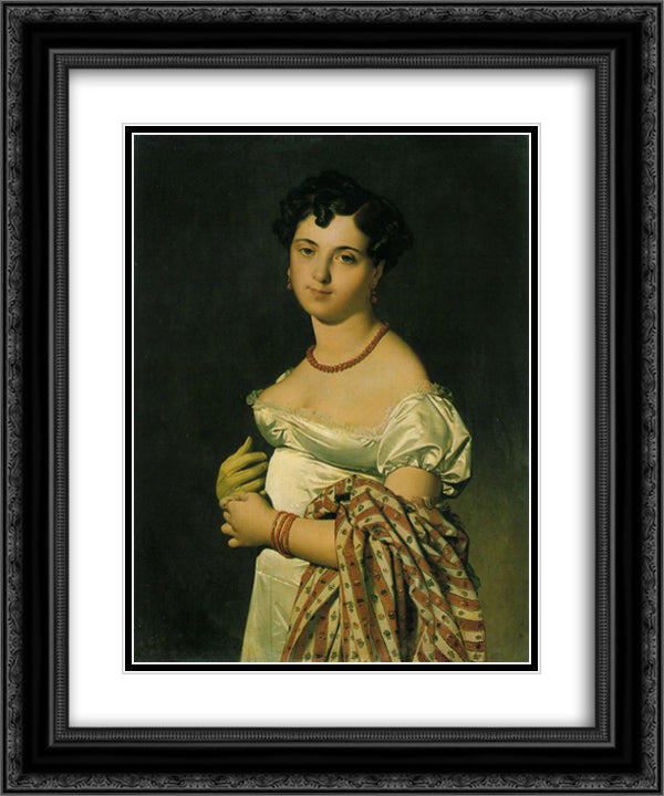 Portrait of Madame Panckoucke 20x24 Black Ornate Wood Framed Art Print Poster with Double Matting by Ingres, Jean Auguste Dominique
