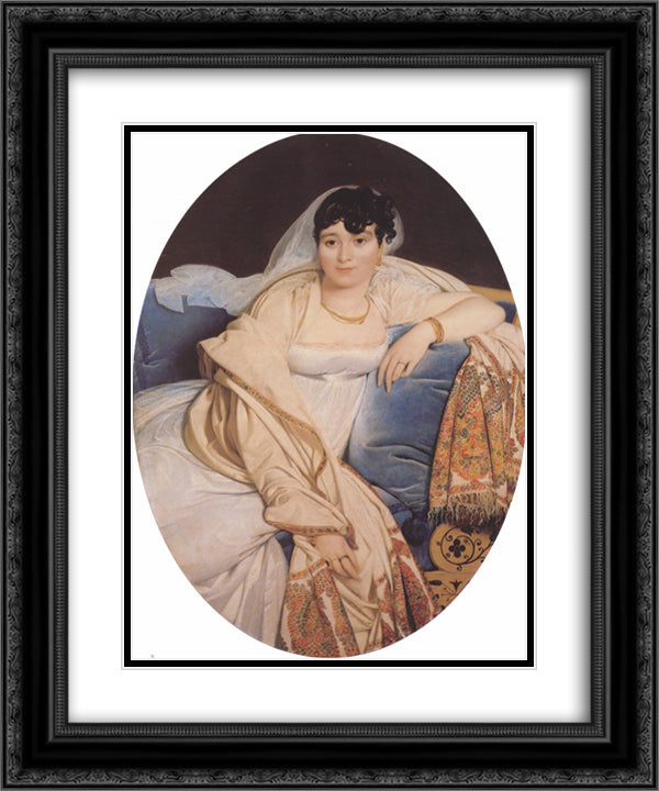 Portrait of Madame Riviere nee Marie Francoise Jacquette Bibiane Blot de Beauregard 20x24 Black Ornate Wood Framed Art Print Poster with Double Matting by Ingres, Jean Auguste Dominique