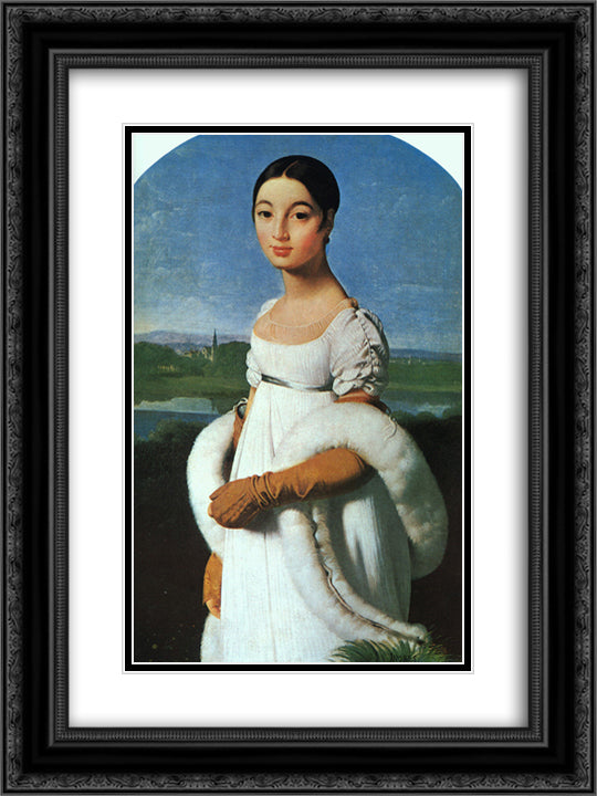 Portrait of Mademoiselle Riviere 18x24 Black Ornate Wood Framed Art Print Poster with Double Matting by Ingres, Jean Auguste Dominique
