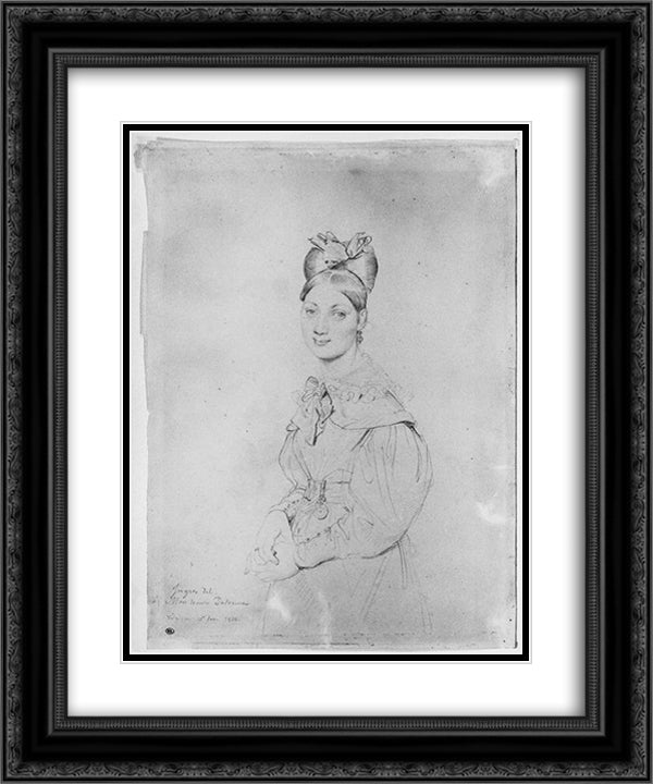 Portrait of miss Bonnard 20x24 Black Ornate Wood Framed Art Print Poster with Double Matting by Ingres, Jean Auguste Dominique