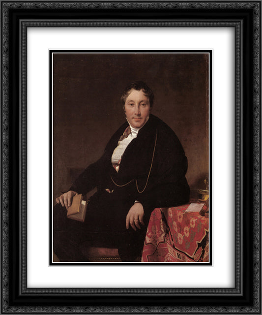 Portrait of Monsieur Leblanc 20x24 Black Ornate Wood Framed Art Print Poster with Double Matting by Ingres, Jean Auguste Dominique