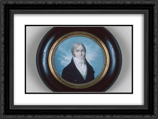 Portrait of Mr. Ansar 24x18 Black Ornate Wood Framed Art Print Poster with Double Matting by Ingres, Jean Auguste Dominique