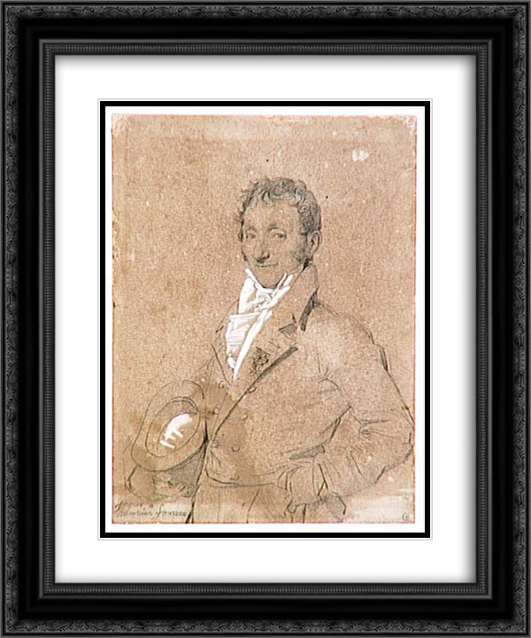 Portrait of Mr. Foureau 20x24 Black Ornate Wood Framed Art Print Poster with Double Matting by Ingres, Jean Auguste Dominique