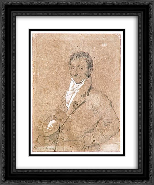 Portrait of Mr. Foureau 20x24 Black Ornate Wood Framed Art Print Poster with Double Matting by Ingres, Jean Auguste Dominique