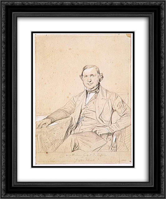 Portrait of Mr. Guyot Desfontaines 20x24 Black Ornate Wood Framed Art Print Poster with Double Matting by Ingres, Jean Auguste Dominique