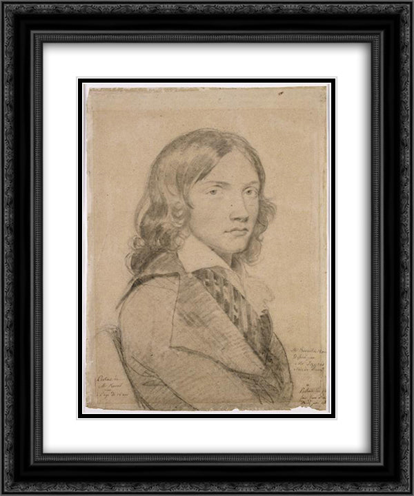 Portrait of Mr. Revoil to 18 in bust 20x24 Black Ornate Wood Framed Art Print Poster with Double Matting by Ingres, Jean Auguste Dominique