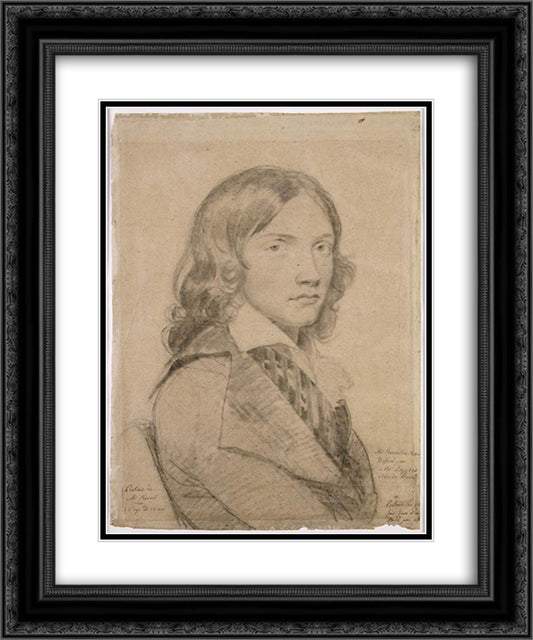 Portrait of Mr. Revoil to 18 in bust 20x24 Black Ornate Wood Framed Art Print Poster with Double Matting by Ingres, Jean Auguste Dominique