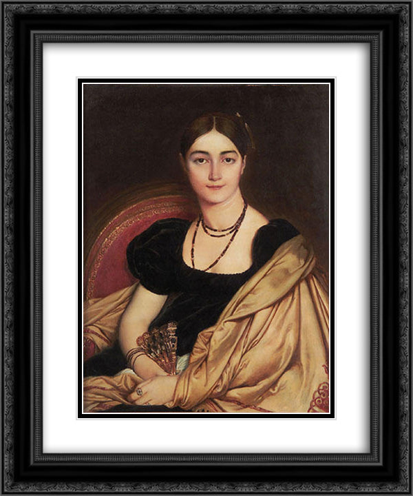 Portrait of Mrs. Devaucay 20x24 Black Ornate Wood Framed Art Print Poster with Double Matting by Ingres, Jean Auguste Dominique