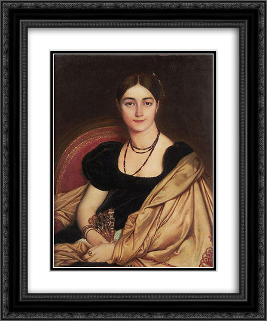 Portrait of Mrs. Devaucay 20x24 Black Ornate Wood Framed Art Print Poster with Double Matting by Ingres, Jean Auguste Dominique