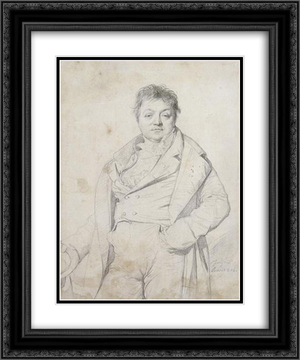 Portrait of the painter Charles Thevenin, director of the Academy of France in Rome 20x24 Black Ornate Wood Framed Art Print Poster with Double Matting by Ingres, Jean Auguste Dominique