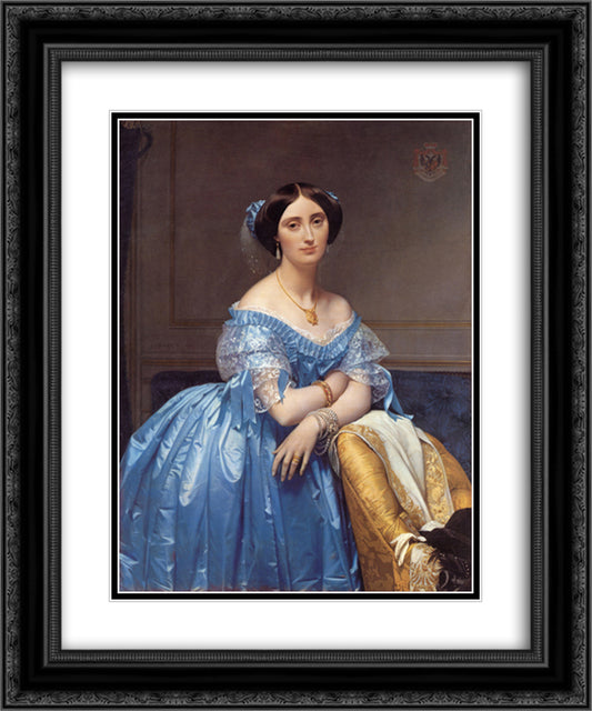 Portrait of the Princesse de Broglie 20x24 Black Ornate Wood Framed Art Print Poster with Double Matting by Ingres, Jean Auguste Dominique