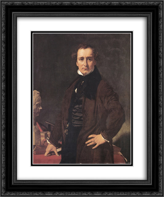Portrait of the Sculptor Lorenzo Bartolini 20x24 Black Ornate Wood Framed Art Print Poster with Double Matting by Ingres, Jean Auguste Dominique