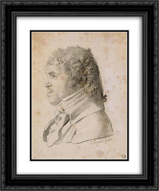 Portrait Suvee, director of the Academy of France in Rome 20x24 Black Ornate Wood Framed Art Print Poster with Double Matting by Ingres, Jean Auguste Dominique
