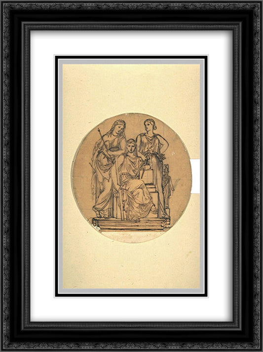Project medal at the Ecole des Beaux-Arts 18x24 Black Ornate Wood Framed Art Print Poster with Double Matting by Ingres, Jean Auguste Dominique