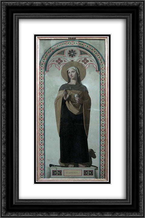 St. Genevieve, patroness of Paris 16x24 Black Ornate Wood Framed Art Print Poster with Double Matting by Ingres, Jean Auguste Dominique