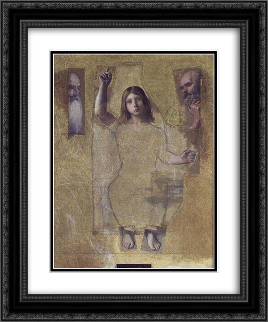 Studies for Jesus among the doctors 20x24 Black Ornate Wood Framed Art Print Poster with Double Matting by Ingres, Jean Auguste Dominique