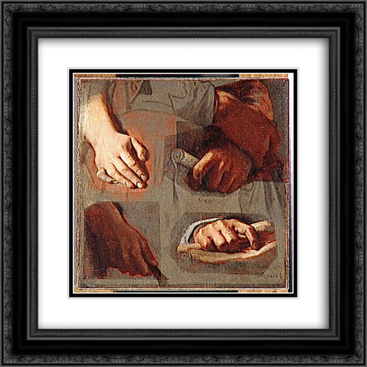 Studies for The Apotheosis of Homer 20x20 Black Ornate Wood Framed Art Print Poster with Double Matting by Ingres, Jean Auguste Dominique