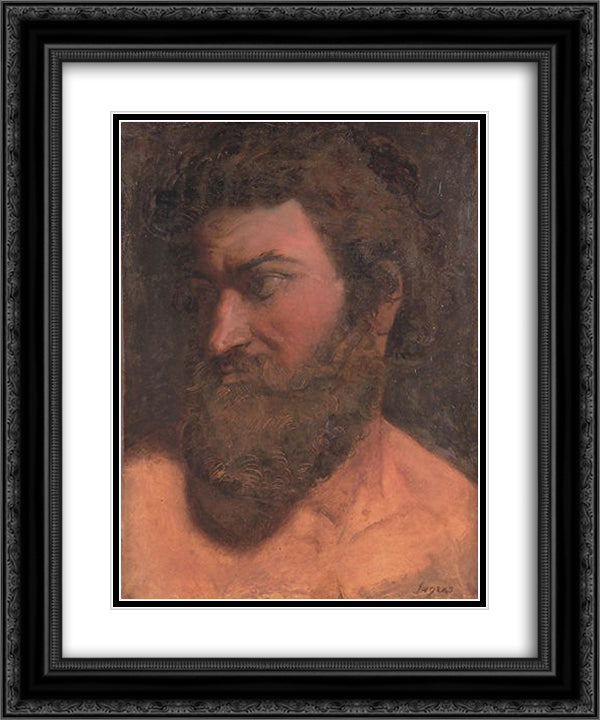 Study for Anacreon 20x24 Black Ornate Wood Framed Art Print Poster with Double Matting by Ingres, Jean Auguste Dominique