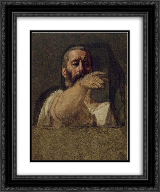 Study for the centurion of the Martyrdom of Saint Symphorien 20x24 Black Ornate Wood Framed Art Print Poster with Double Matting by Ingres, Jean Auguste Dominique