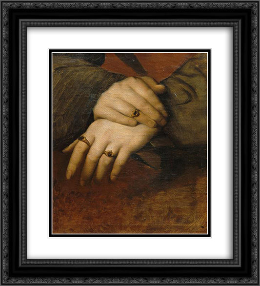 Study of a woman's hands 20x22 Black Ornate Wood Framed Art Print Poster with Double Matting by Ingres, Jean Auguste Dominique