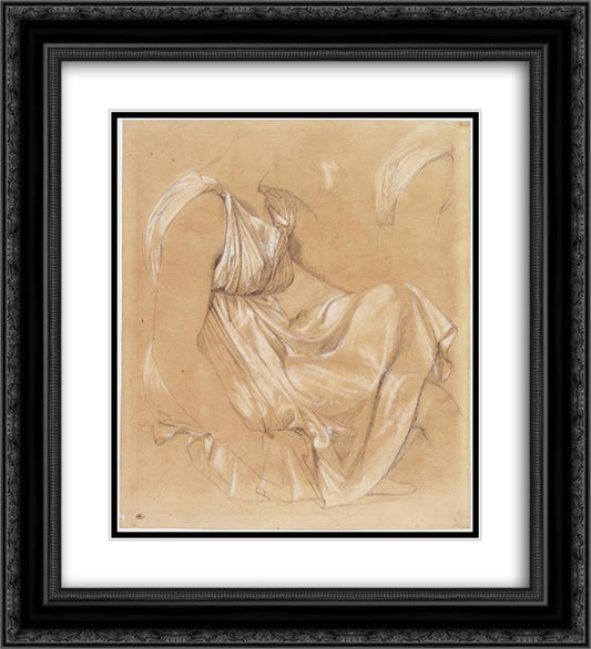 Study of seated woman 20x22 Black Ornate Wood Framed Art Print Poster with Double Matting by Ingres, Jean Auguste Dominique