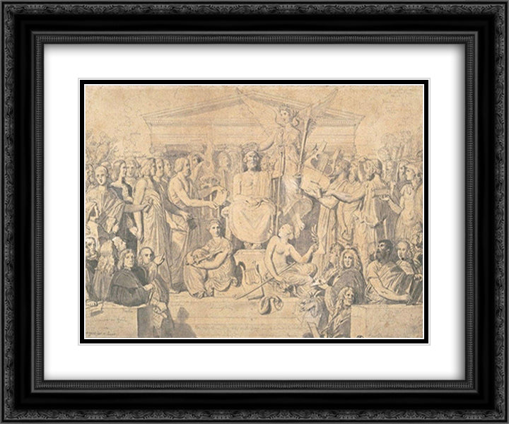 The Apotheosis of Homer 24x20 Black Ornate Wood Framed Art Print Poster with Double Matting by Ingres, Jean Auguste Dominique