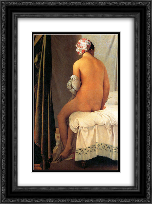 The Bather of Valpincon 18x24 Black Ornate Wood Framed Art Print Poster with Double Matting by Ingres, Jean Auguste Dominique