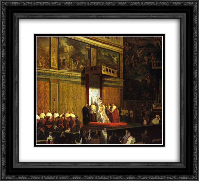The Sistine Chapel 22x20 Black Ornate Wood Framed Art Print Poster with Double Matting by Ingres, Jean Auguste Dominique