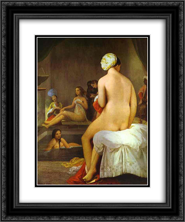 The Small Bather 20x24 Black Ornate Wood Framed Art Print Poster with Double Matting by Ingres, Jean Auguste Dominique