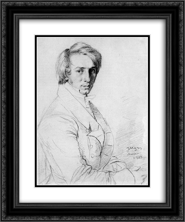 Ursin Jules Vatinelle 20x24 Black Ornate Wood Framed Art Print Poster with Double Matting by Ingres, Jean Auguste Dominique