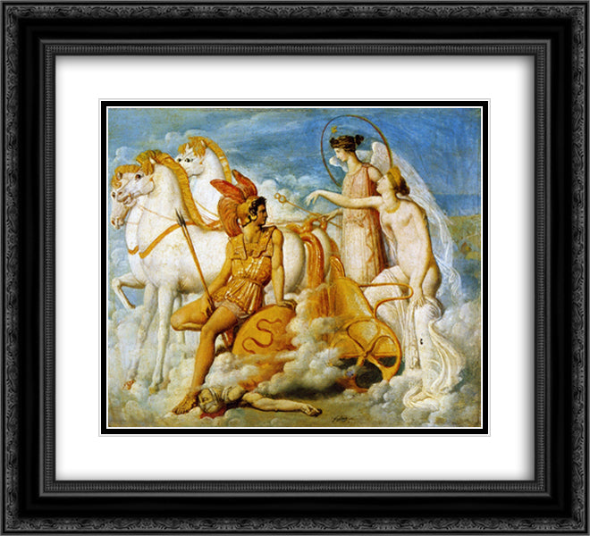 Venus, Wounded by Diomedes, Returns to Olympus 22x20 Black Ornate Wood Framed Art Print Poster with Double Matting by Ingres, Jean Auguste Dominique