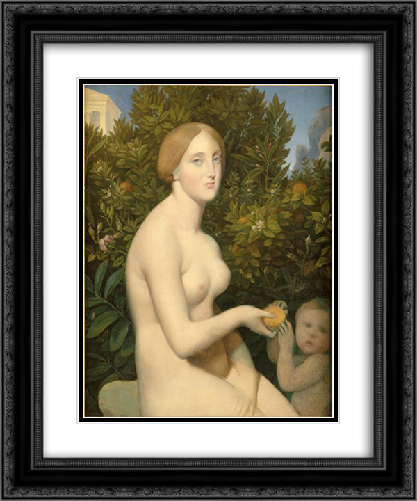 Venus at Paphos 20x24 Black Ornate Wood Framed Art Print Poster with Double Matting by Ingres, Jean Auguste Dominique