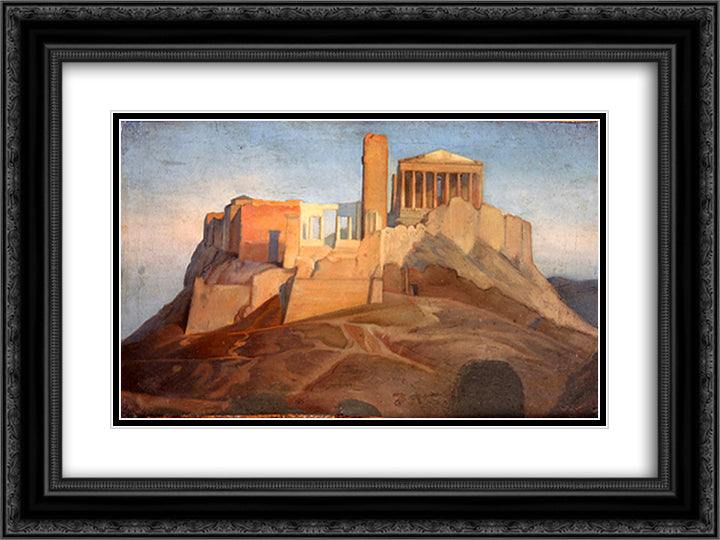 View of the Acropolis of Athens 24x18 Black Ornate Wood Framed Art Print Poster with Double Matting by Ingres, Jean Auguste Dominique