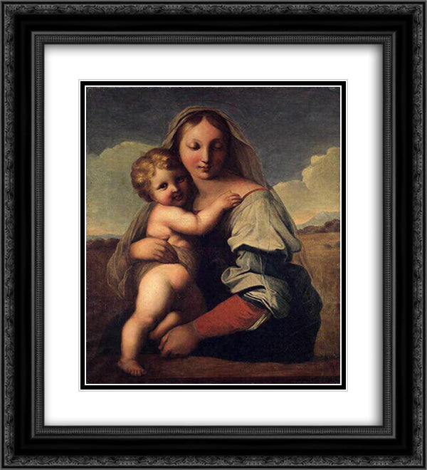 Virgin and Child 20x22 Black Ornate Wood Framed Art Print Poster with Double Matting by Ingres, Jean Auguste Dominique