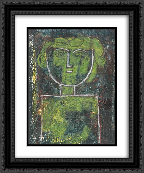 A Figure 20x24 Black Ornate Wood Framed Art Print Poster with Double Matting by Jean David