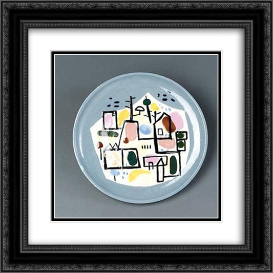 City Scape (Ceramic) 20x20 Black Ornate Wood Framed Art Print Poster with Double Matting by Jean David
