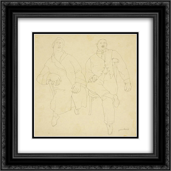 Couple 20x20 Black Ornate Wood Framed Art Print Poster with Double Matting by Jean David