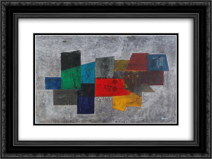 Cubes 24x18 Black Ornate Wood Framed Art Print Poster with Double Matting by Jean David