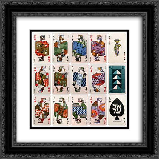 El Al Playing Cards 20x20 Black Ornate Wood Framed Art Print Poster with Double Matting by Jean David