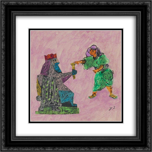 Esther and Ahaseurus 20x20 Black Ornate Wood Framed Art Print Poster with Double Matting by Jean David