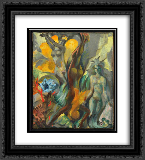 Fantastic Figures 20x22 Black Ornate Wood Framed Art Print Poster with Double Matting by Jean David