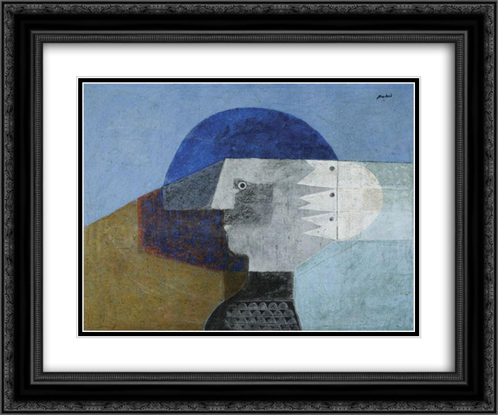 Figure 24x20 Black Ornate Wood Framed Art Print Poster with Double Matting by Jean David