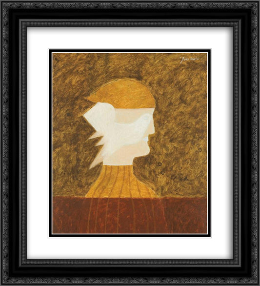 Figure and Bird 20x22 Black Ornate Wood Framed Art Print Poster with Double Matting by Jean David